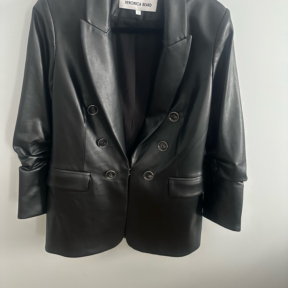 NEVER WORN Veronica Beard Vegan Leather Black Blazer